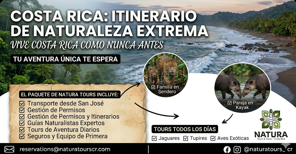 Itinerario de Naturaleza Extrema en Costa Rica con Natura Tours